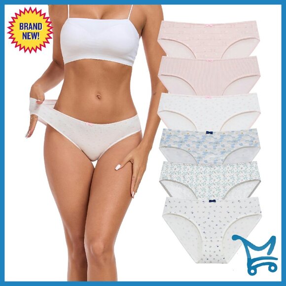 Organic Cotton Bikini Panties Pack Mid Rise Soft Breathable Hipster Undies